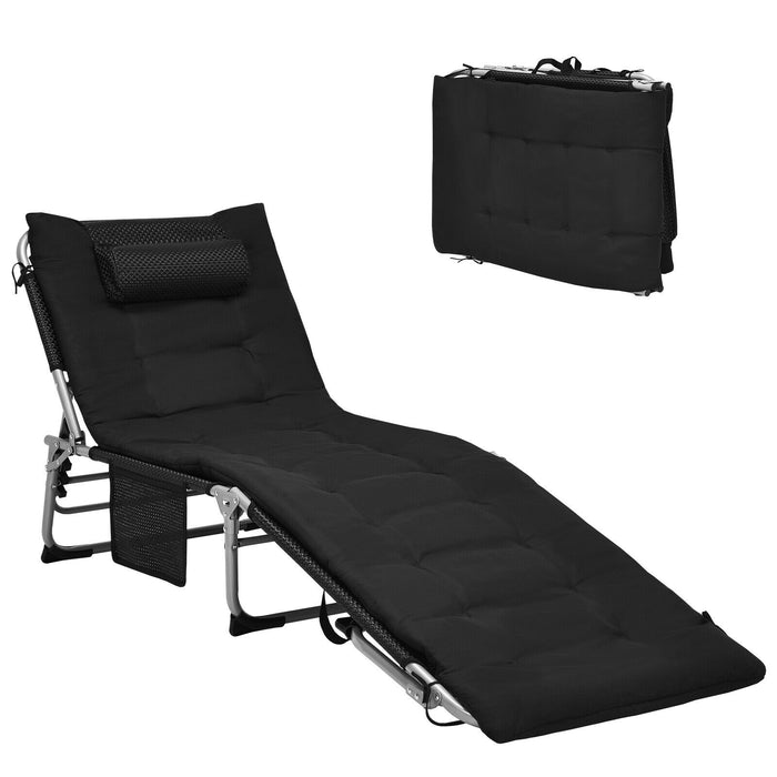 Adjustable Sun Lounger - Comfortable Mattress With Removable Pillow Feature - Ideal For Outdoor Relaxation and Sunbathing