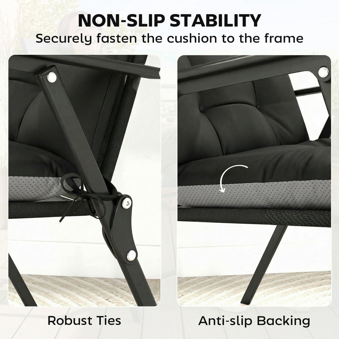 Outsunny Patio Chair Cushions Set of 4, Waterproof Non-Slip Lounge Chair Cushions, 112x53cm, Black