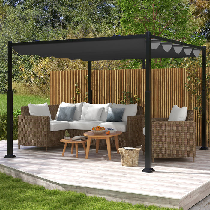 310 x 310 cm Outdoor Pergola with Retractable Canopy-