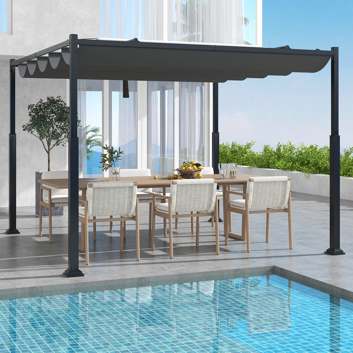 310 x 310 cm Outdoor Pergola with Retractable Canopy-