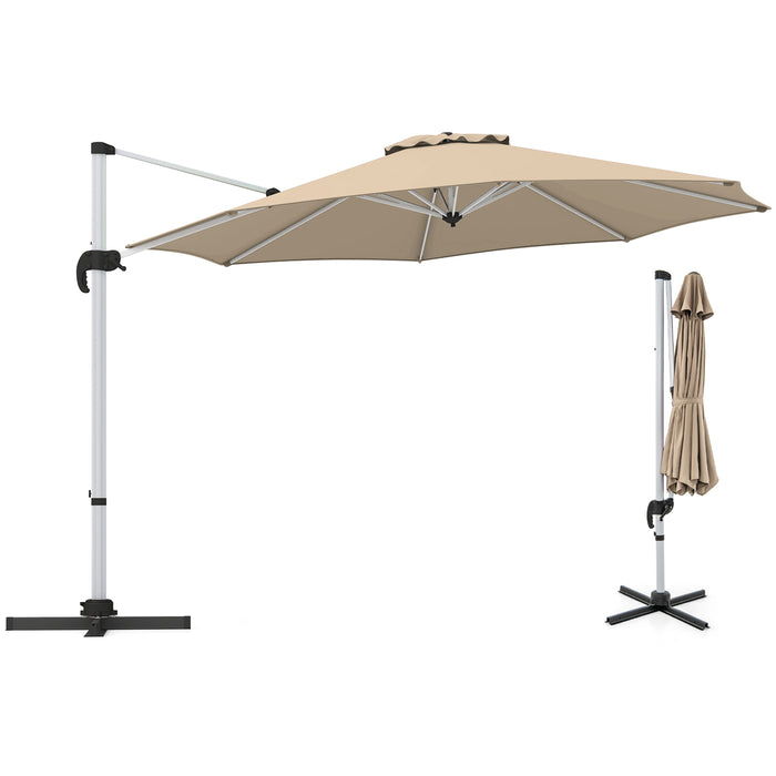 325 cm Outdoor Patio Umbrella with 360° Rotation-