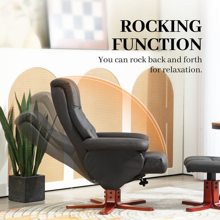 HOMCOM Faux Microfibre Leather Manual Recliner and Footstool Set - Black | Aosom UK