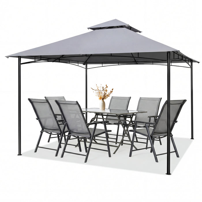 330 x 330 cm Patio Gazebo Outdoor Gazebo with Heavy-Duty Metal Frame-Gray