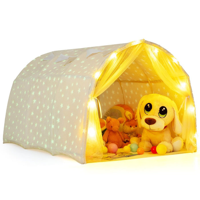 Magical Twin Bunk Bed Privacy Space with Glow in the Dark Stars-