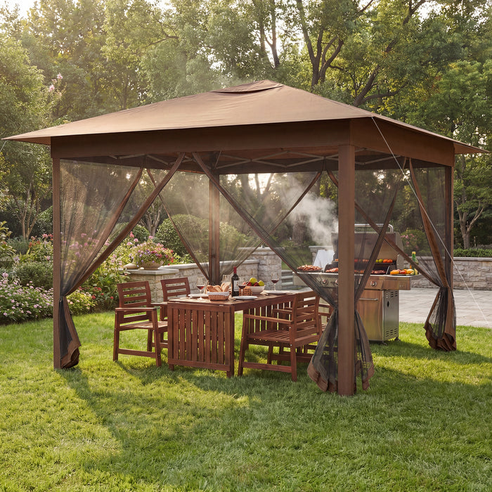 350 X 350 cm Easy Pop-up Canopy with Mesh Screen Netting and Carry Bag-