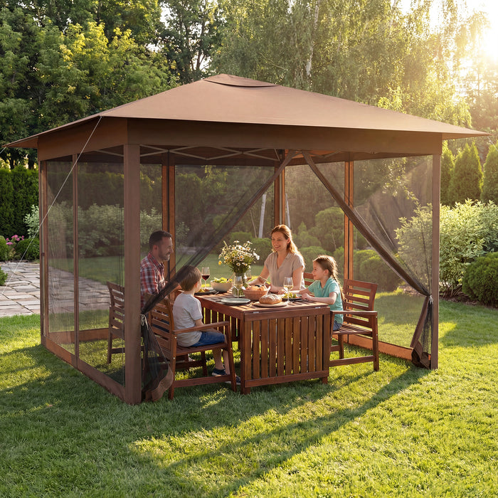 350 X 350 cm Easy Pop-up Canopy with Mesh Screen Netting and Carry Bag-