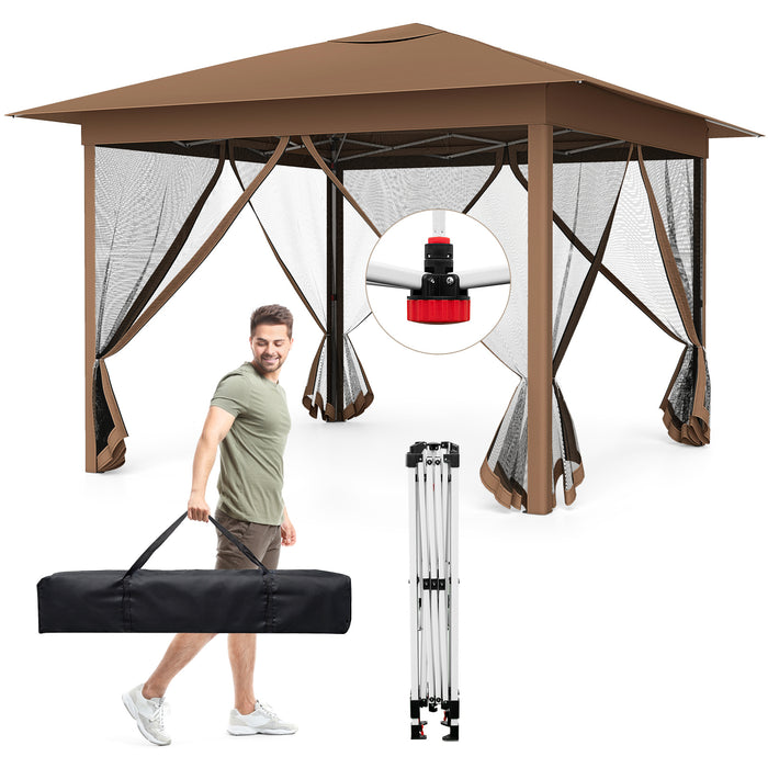 350 X 350 cm Easy Pop-up Canopy with Mesh Screen Netting and Carry Bag-