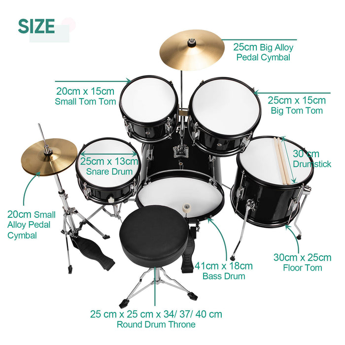 Drum Kit with Thick Drum Skin and Cushioned Stool for Kids-
