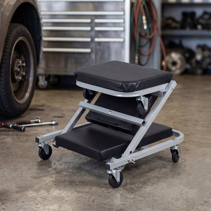 36" 2-in-1 Mechanic Creeper & Z-Seat with 6 Swivel Casters-
