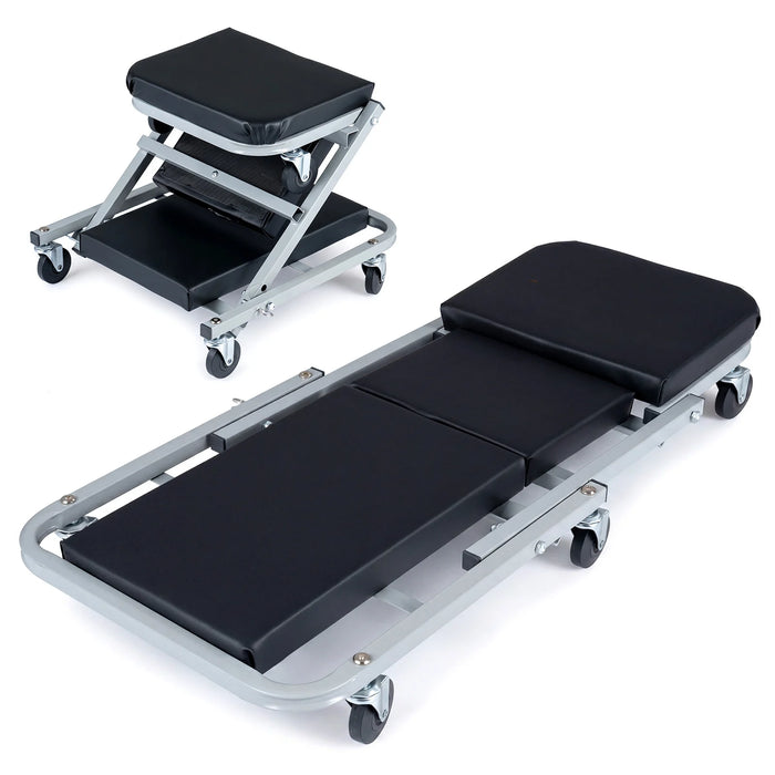 36" 2-in-1 Mechanic Creeper & Z-Seat with 6 Swivel Casters-
