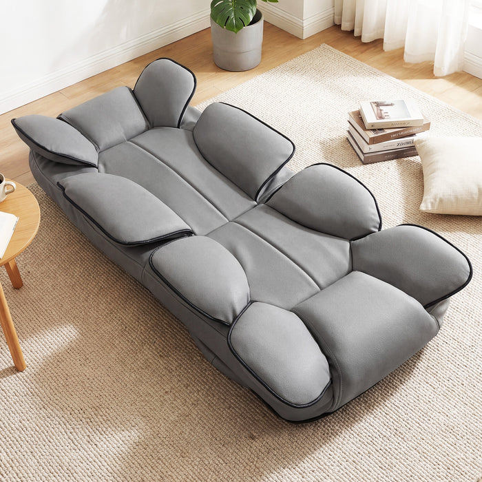 360 Degree Swivel Floor Gaming Chair Folding Lazy Lounger Couch with 6-Position Adjustable Backrest-White