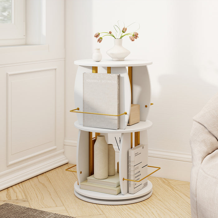 360° Spinning Rotating Bookshelf Tower with Display Stands and Side Rails-