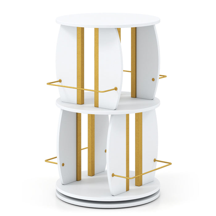 360° Spinning Rotating Bookshelf Tower with Display Stands and Side Rails-