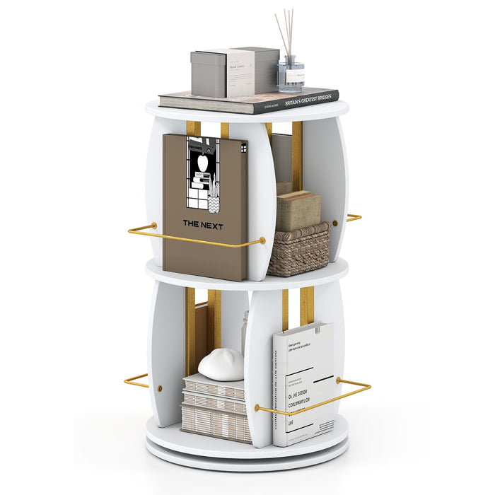 360° Spinning Rotating Bookshelf Tower with Display Stands and Side Rails-