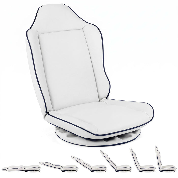 360° Swivel Floor Gaming Chair with Adjustable Backrest & Padded Cushion for Reading-White