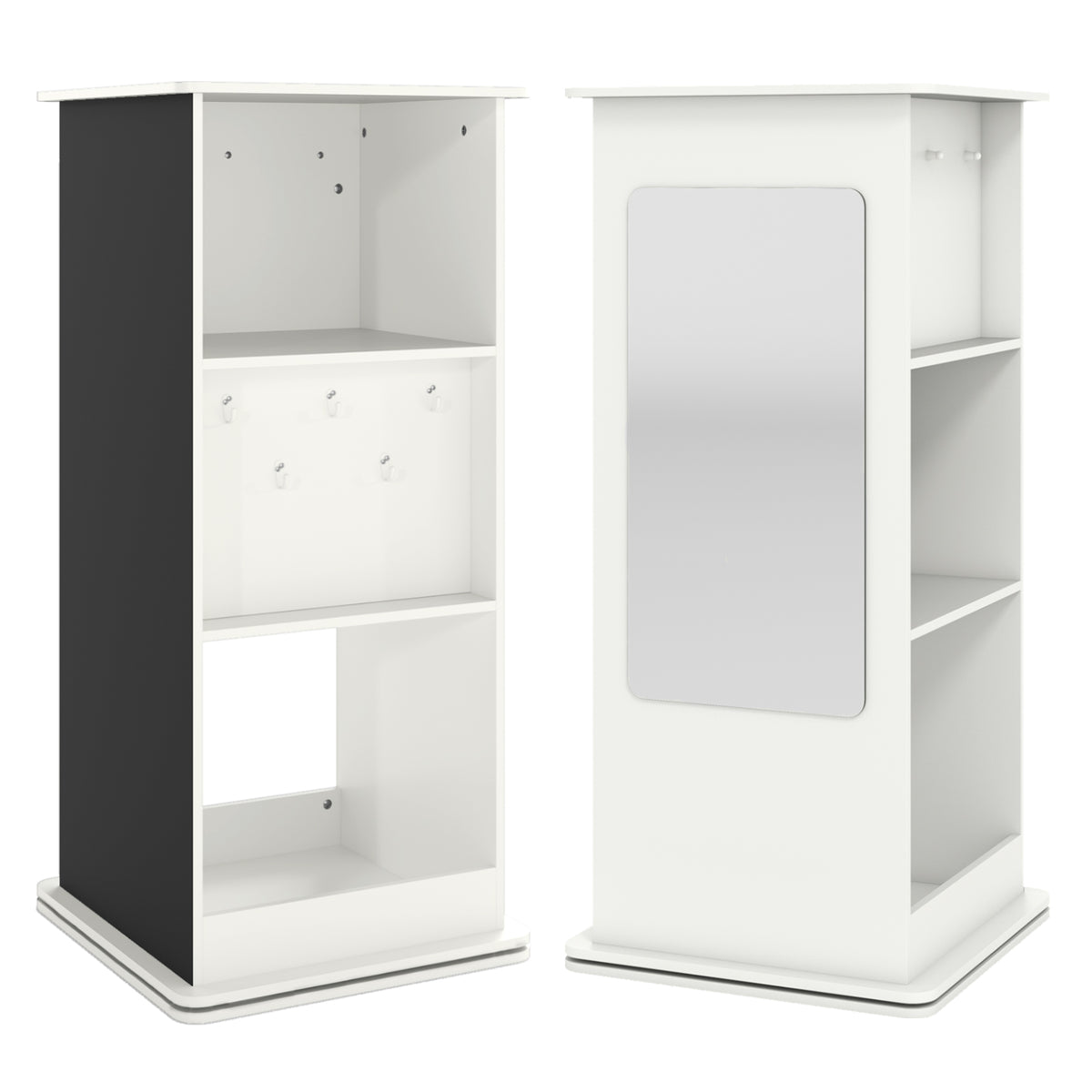 360° Spinning Corner Bookcase with Chalkboard and Open Compartments-