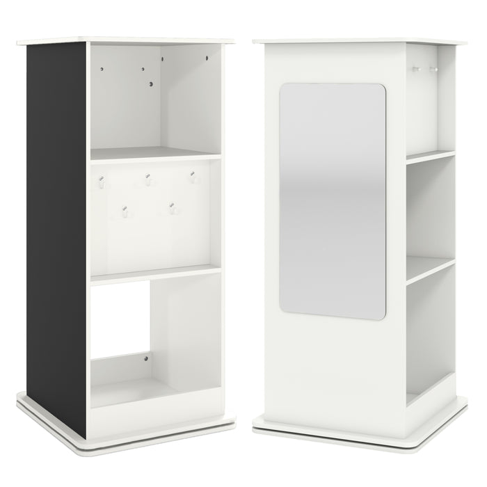 360° Spinning Corner Bookcase with Chalkboard and Open Compartments-