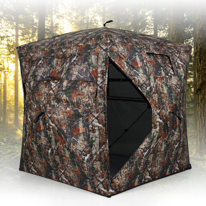 360 Degree One-way See-through Hunting Blind 4 People Ground Blind with Silent-