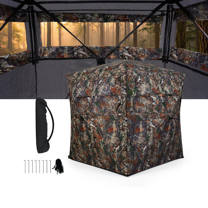 360 Degree One-way See-through Hunting Blind 4 People Ground Blind with Silent-
