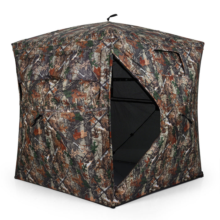 360 Degree One-way See-through Hunting Blind 4 People Ground Blind with Silent-