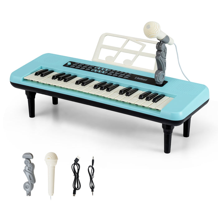 37 Keys Kids Portable Piano Keyboard with Microphone and Music Stand-