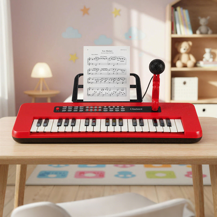 37 Keys Kids Portable Piano Keyboard with Microphone and Music Stand-