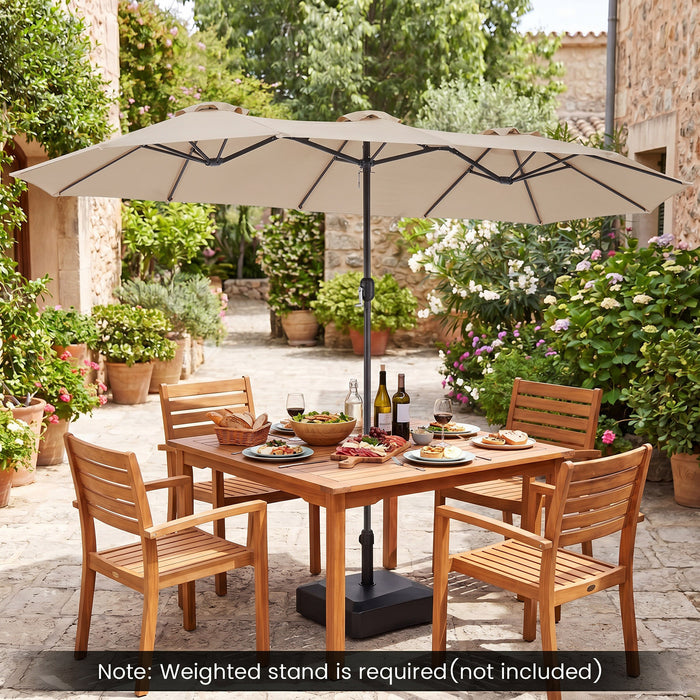 375cm Double-Sided Patio Umbrella with Crank Handle for Garden-