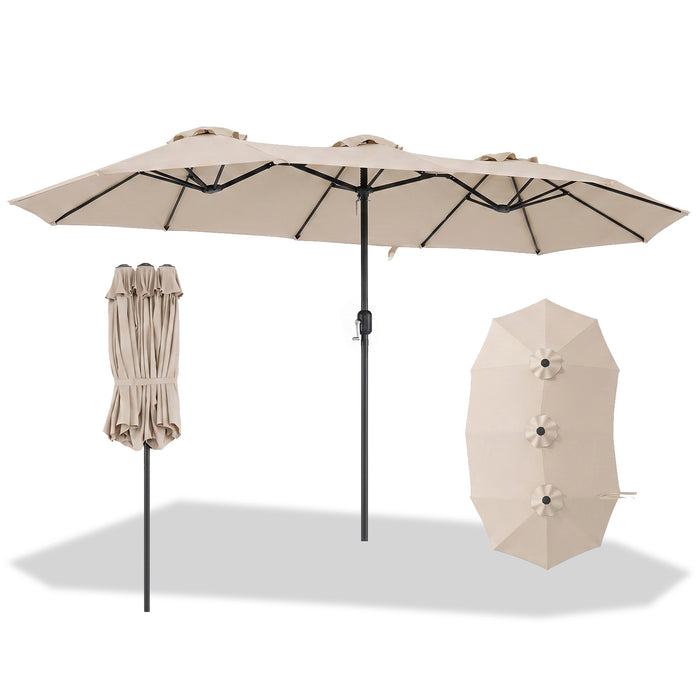 375cm Double-Sided Patio Umbrella with Crank Handle for Garden-