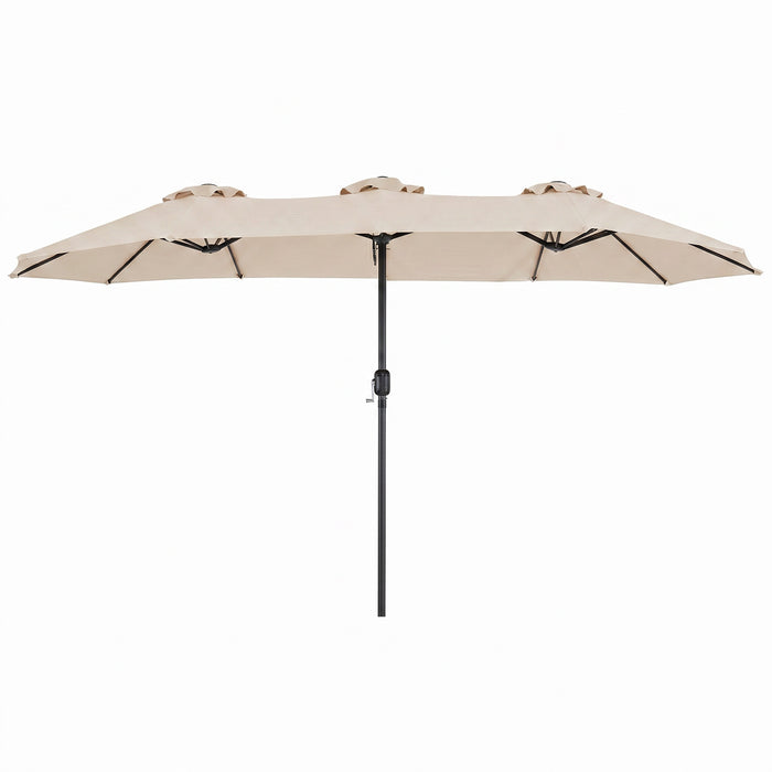 375cm Double-Sided Patio Umbrella with Crank Handle for Garden-