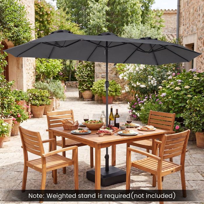 375cm Double-Sided Patio Umbrella with Crank Handle for Garden-