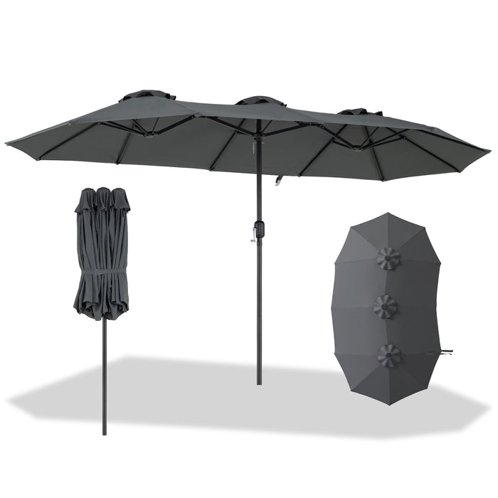 375cm Double-Sided Patio Umbrella with Crank Handle for Garden-