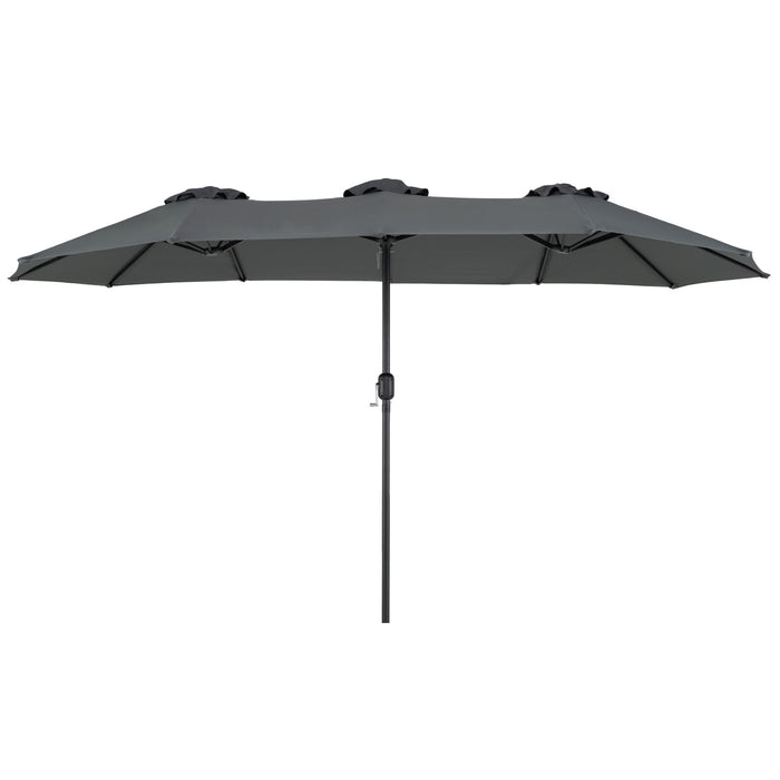 375cm Double-Sided Patio Umbrella with Crank Handle for Garden-