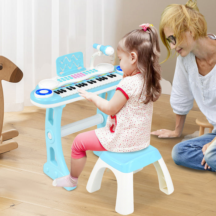 37 Keys Electronic Kids Piano Toy with Detachable Legs and Stool-