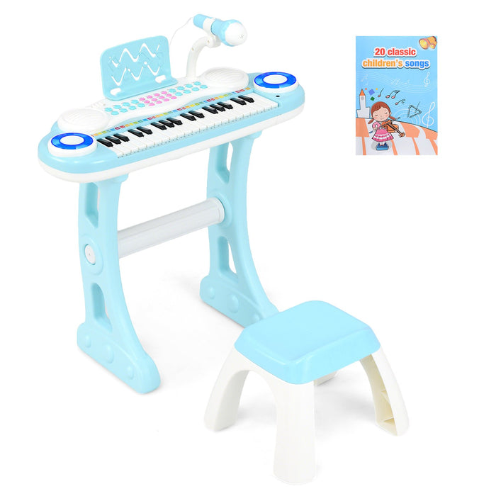 37 Keys Electronic Kids Piano Toy with Detachable Legs and Stool-
