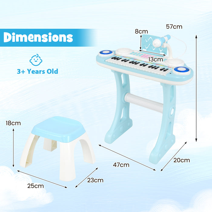 37 Keys Electronic Kids Piano Toy with Detachable Legs and Stool-