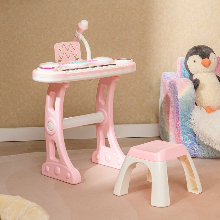37 Keys Electronic Kids Piano Toy with Detachable Legs and Stool-