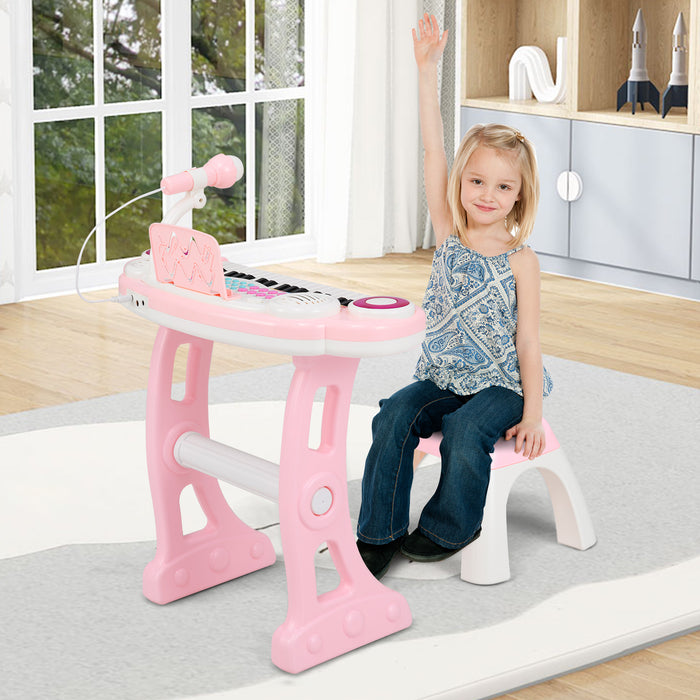 37 Keys Electronic Kids Piano Toy with Detachable Legs and Stool-