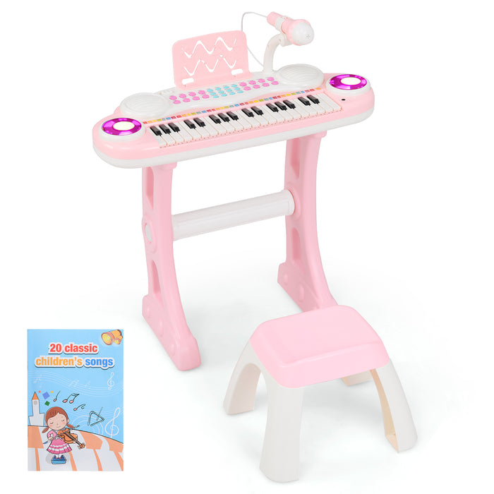 37 Keys Electronic Kids Piano Toy with Detachable Legs and Stool-