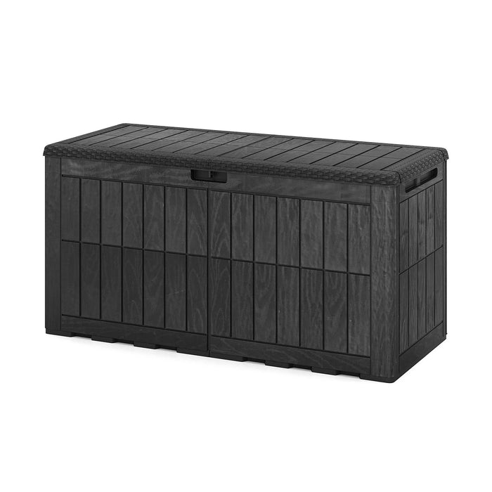 380 L Outdoor Deck Box All-Weather Lockable Storage Bin with Lid and Handles-Grey