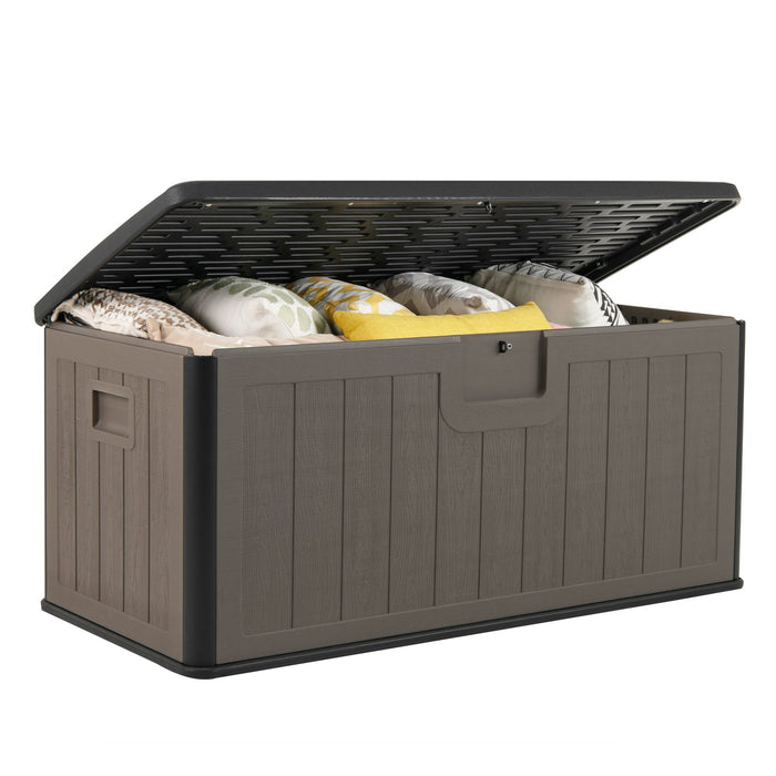 380L Large Waterproof Storage Deck Box for Garden Tools-Brown