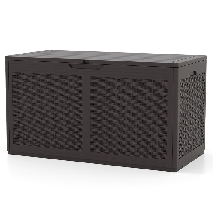 380L Resin Deck Box with Lockable Lid and Wheels-Grey