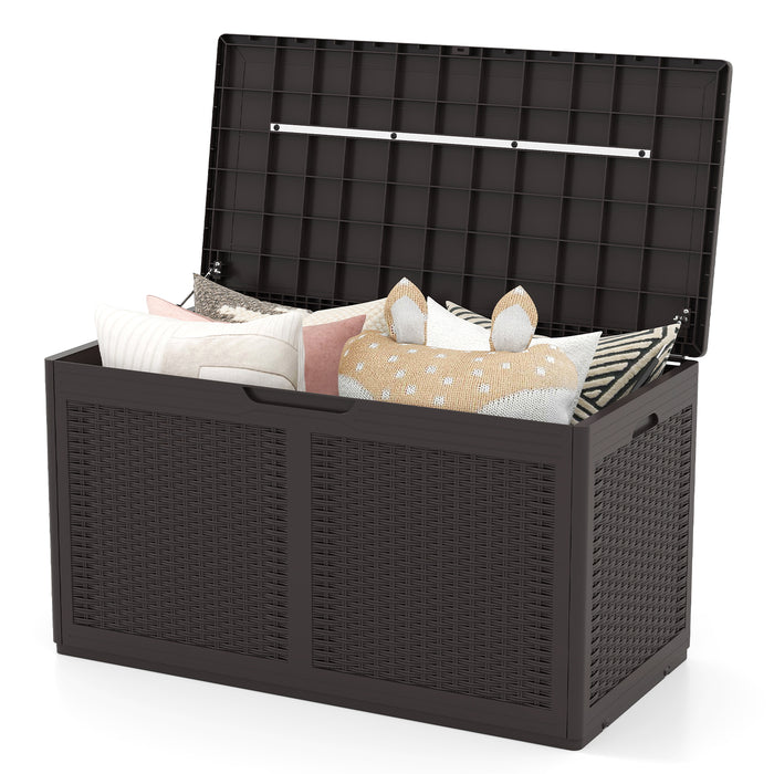 380L Resin Deck Box with Lockable Lid and Wheels-Grey