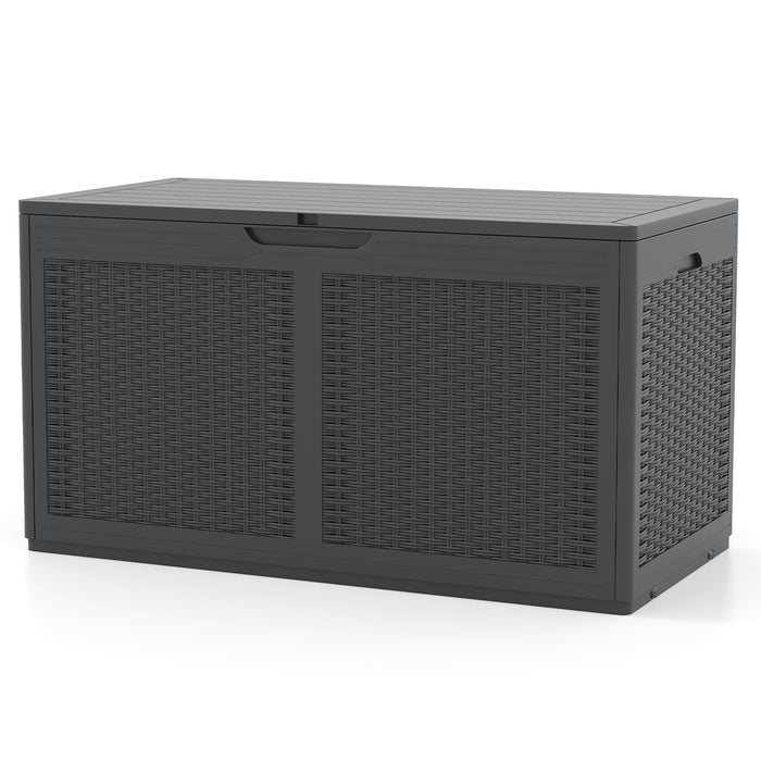 380L Resin Deck Box with Lockable Lid and Wheels-Grey