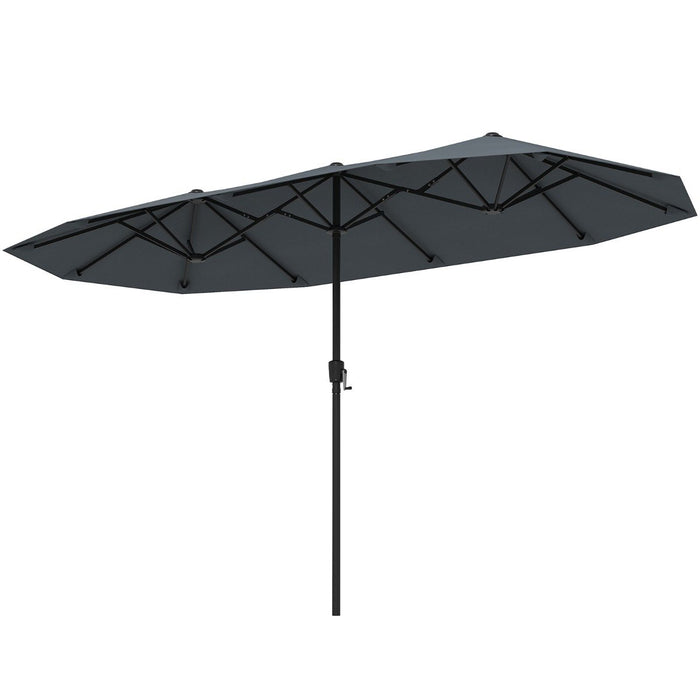 Outdoor Double-Sided Table Market Umbrella with Crank Handle-