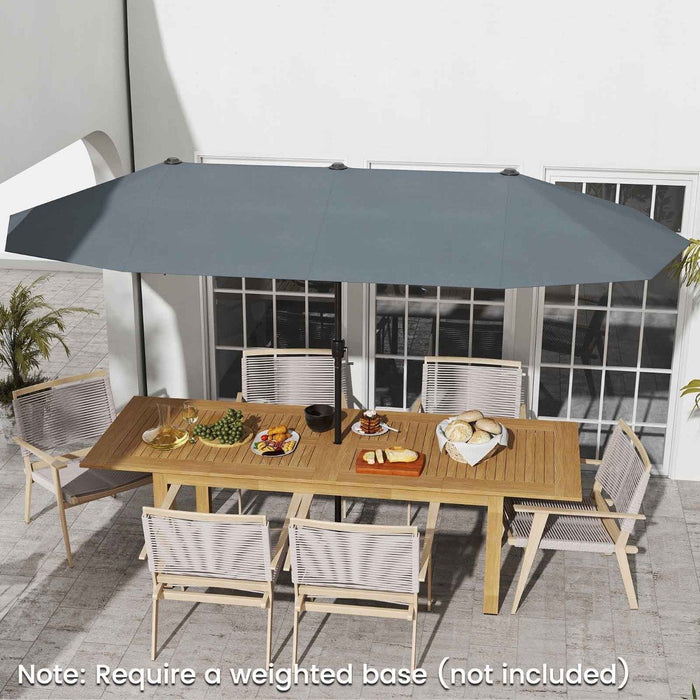 Outdoor Double-Sided Table Market Umbrella with Crank Handle-