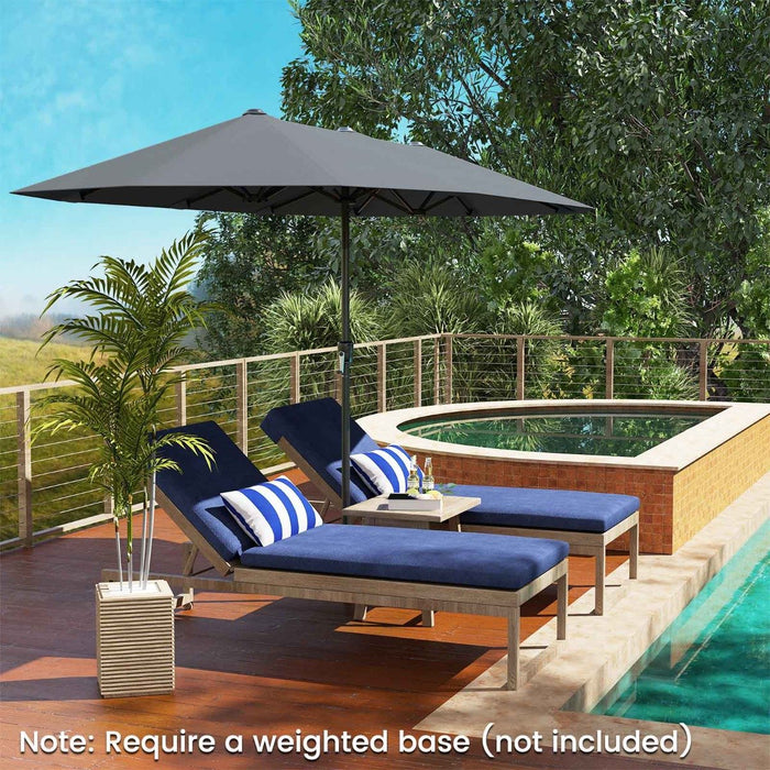 Outdoor Double-Sided Table Market Umbrella with Crank Handle-