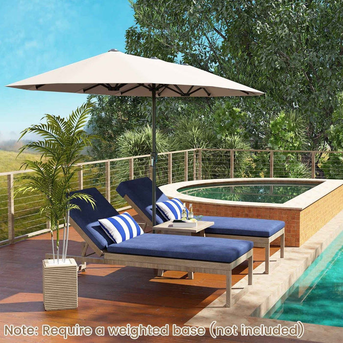 Outdoor Double-Sided Table Market Umbrella with Crank Handle-