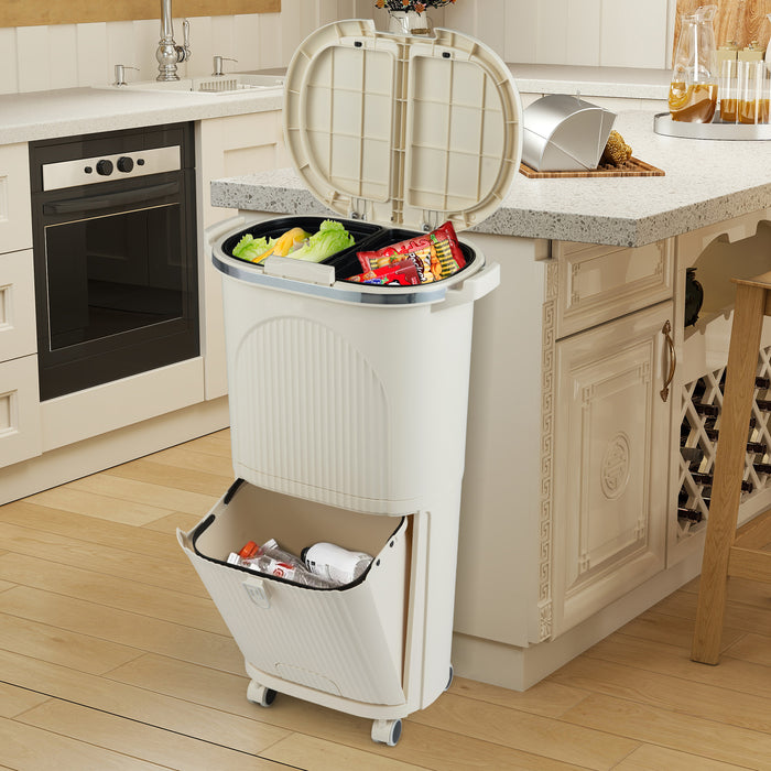 38L Kitchen Trash Can Sorting Garbage Bin with Lids 2 Detachable Buckets-