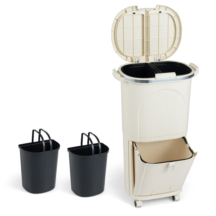38L Kitchen Trash Can Sorting Garbage Bin with Lids 2 Detachable Buckets-