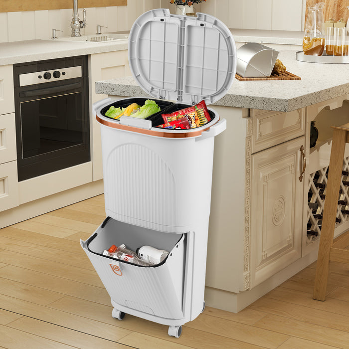 38L Kitchen Trash Can Sorting Garbage Bin with Lids 2 Detachable Buckets-